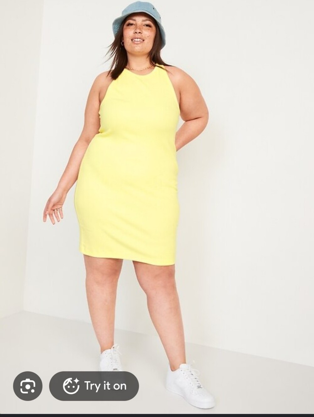 NWT Old Navy Yellow Fitted Sleeveless Rib-Knit Mini Dress
